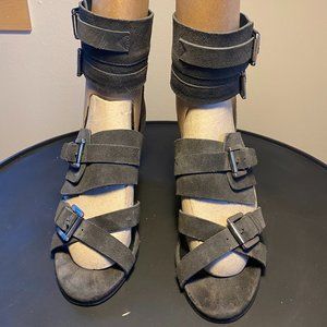 Surface to Air Gray Suede Wedge Sandals Size 9.5/EU Size 40